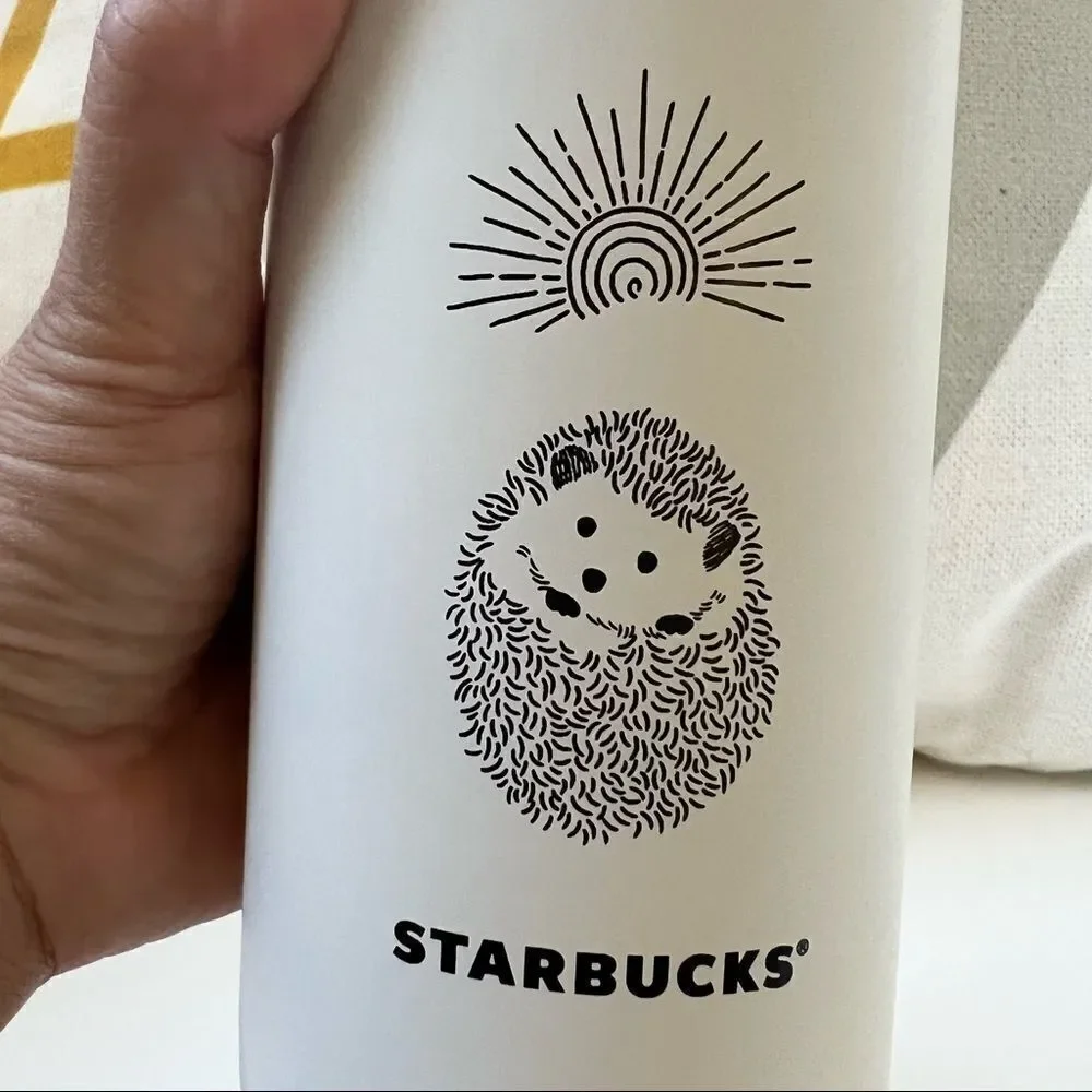 Starbucks 16oz Stainless Steel Water Bottle Summer Hedgehog Cactus Lid